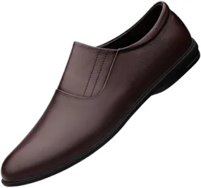 Dress Oxford for Men Slip On Breathable Low Top Walking Shoes Men's Oxford Shoes British Soft Sole Lightweight Bean Shoes Mens Casual Leather Shoes