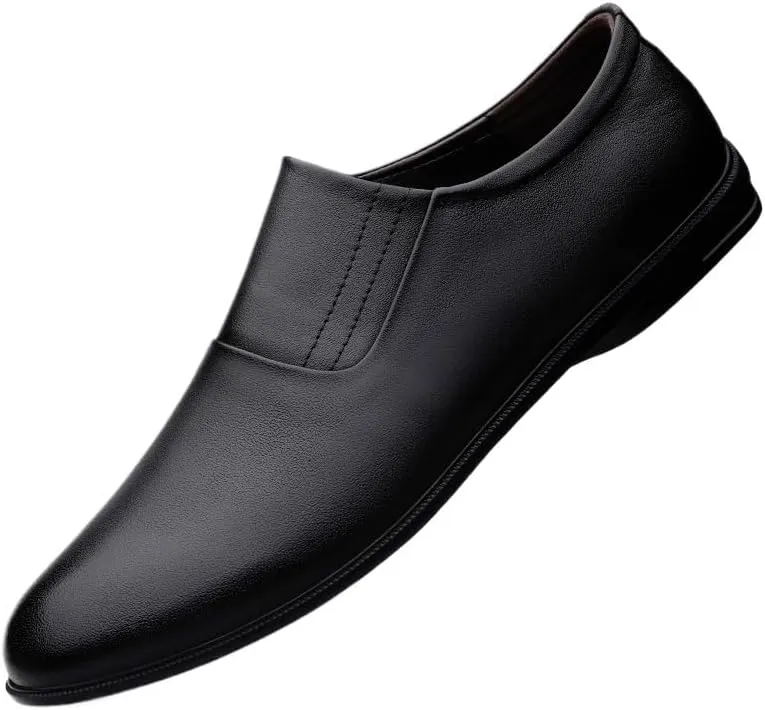 Dress Oxford for Men Slip On Breathable Low Top Walking Shoes Men's Oxford Shoes British Soft Sole Lightweight Bean Shoes Mens Casual Leather Shoes