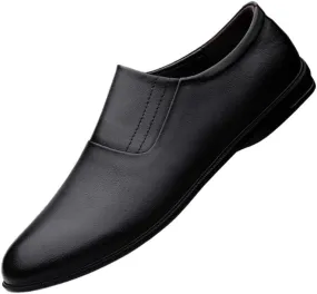 Dress Oxford for Men Slip On Breathable Low Top Walking Shoes Men's Oxford Shoes British Soft Sole Lightweight Bean Shoes Mens Casual Leather Shoes