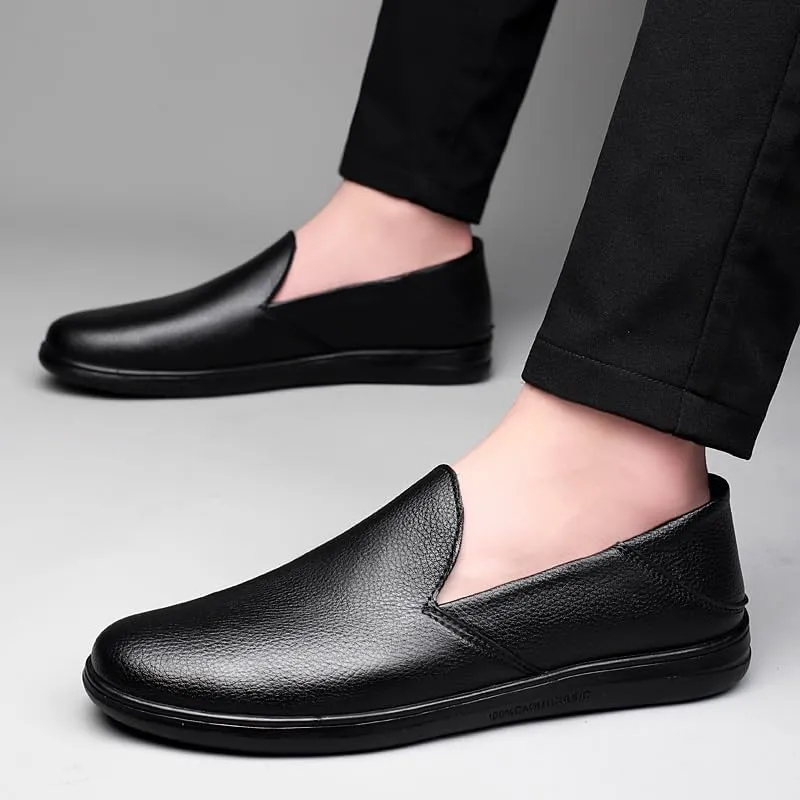 Dress Oxford for Men Slip On Formal Leather Oxford Shoes British Business Casual Low Top Bean Shoes Male Driving Flats