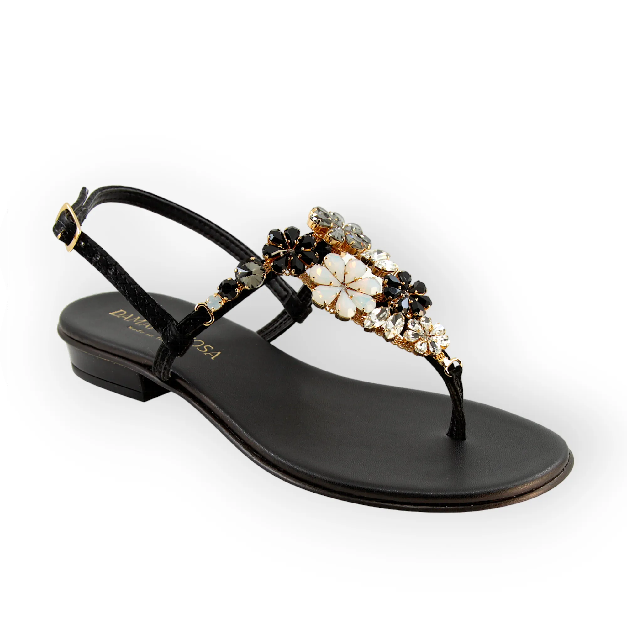 Gilda Black Sandals With Crystals.