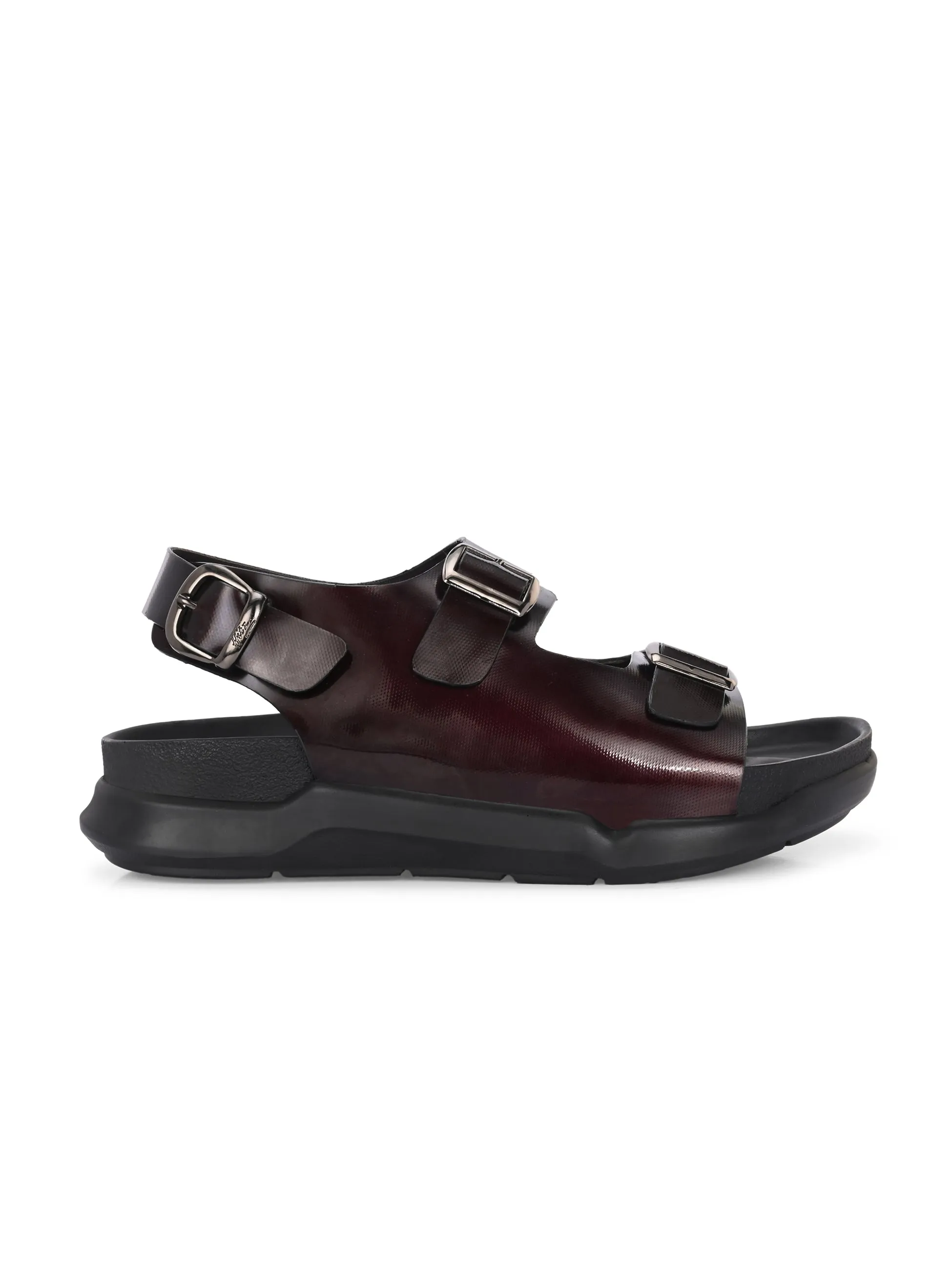 Hitz Men's Brown Leather Daily Wear Sandals