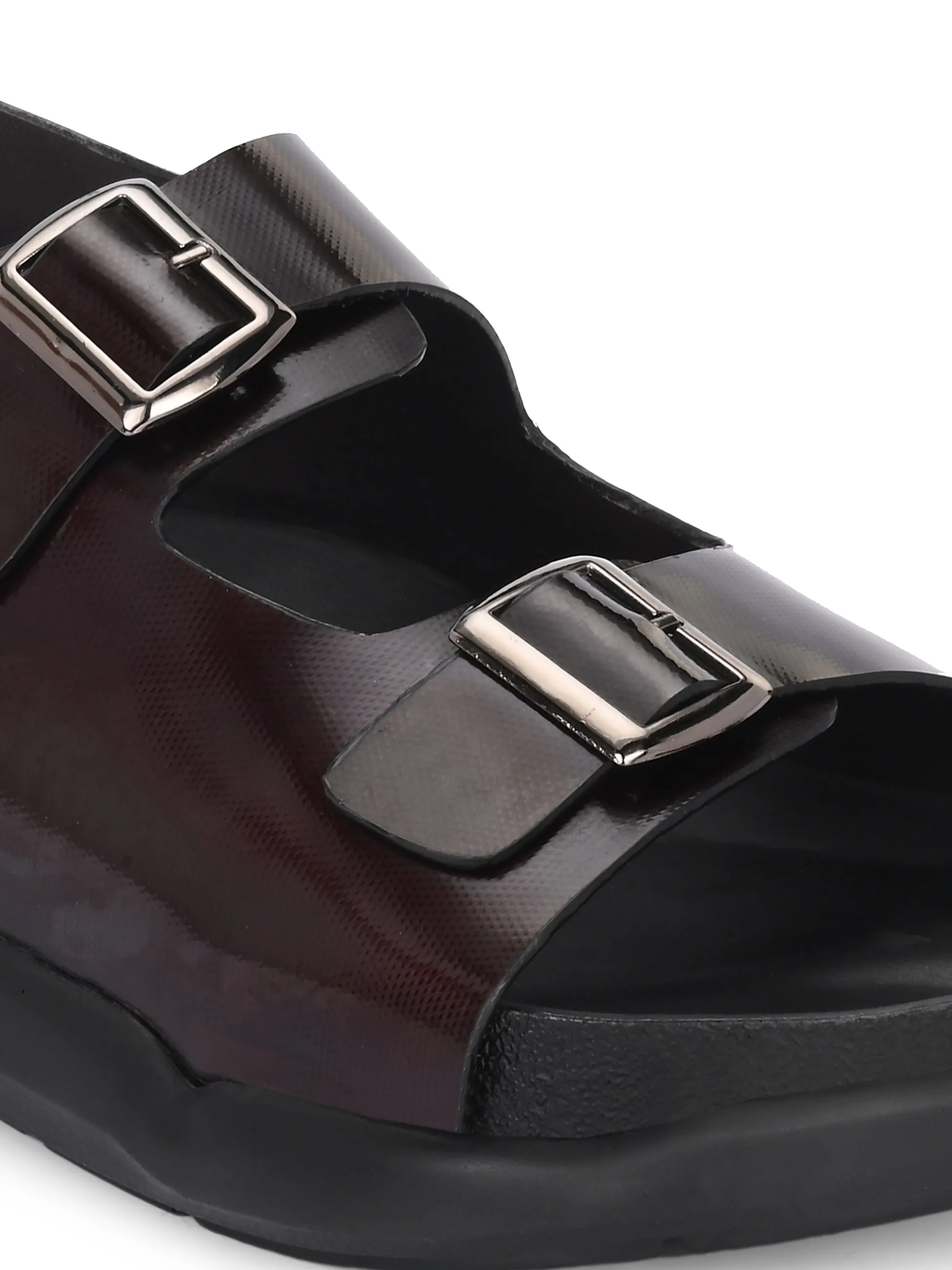 Hitz Men's Brown Leather Daily Wear Sandals