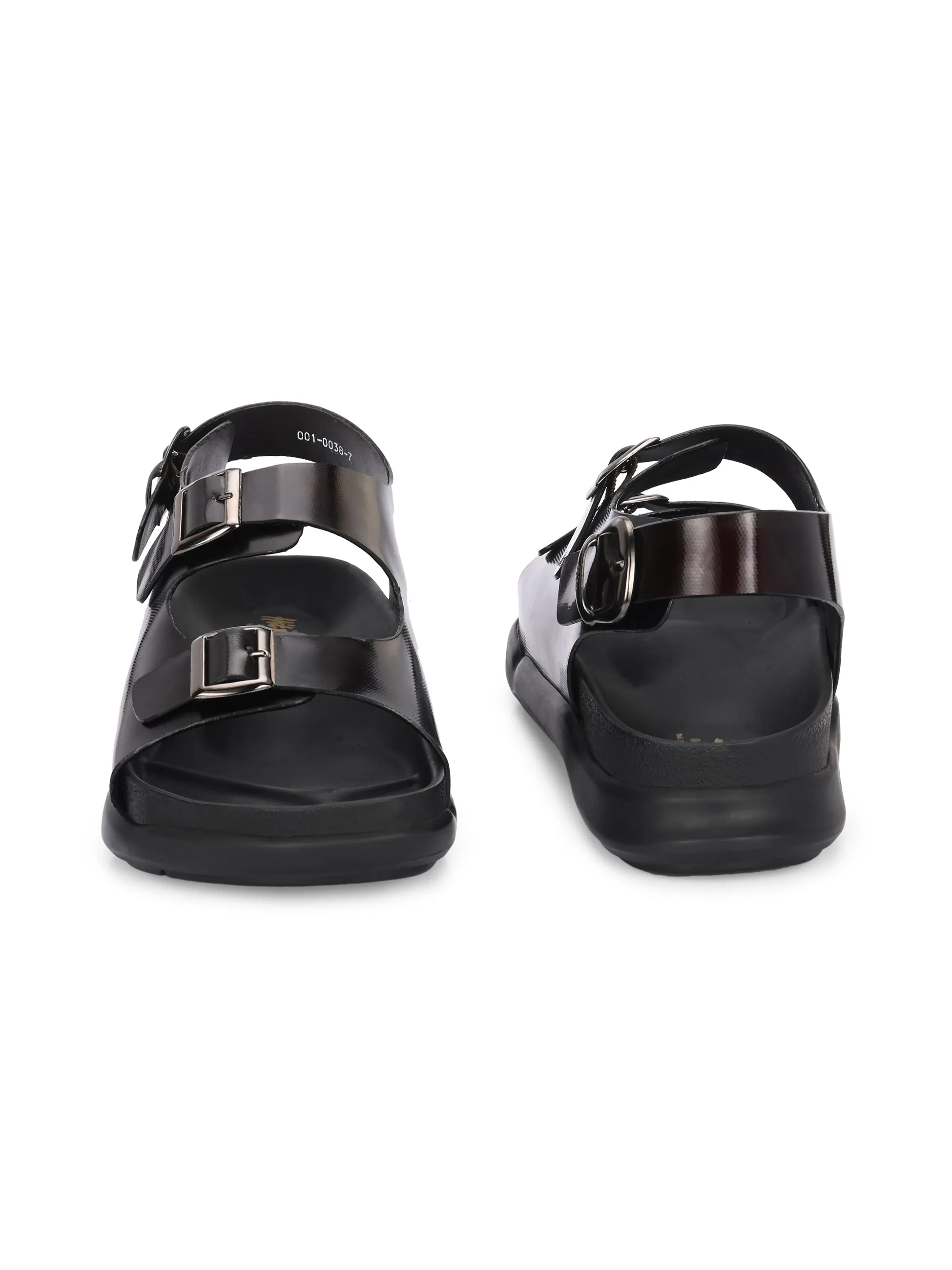 Hitz Men's Brown Leather Daily Wear Sandals