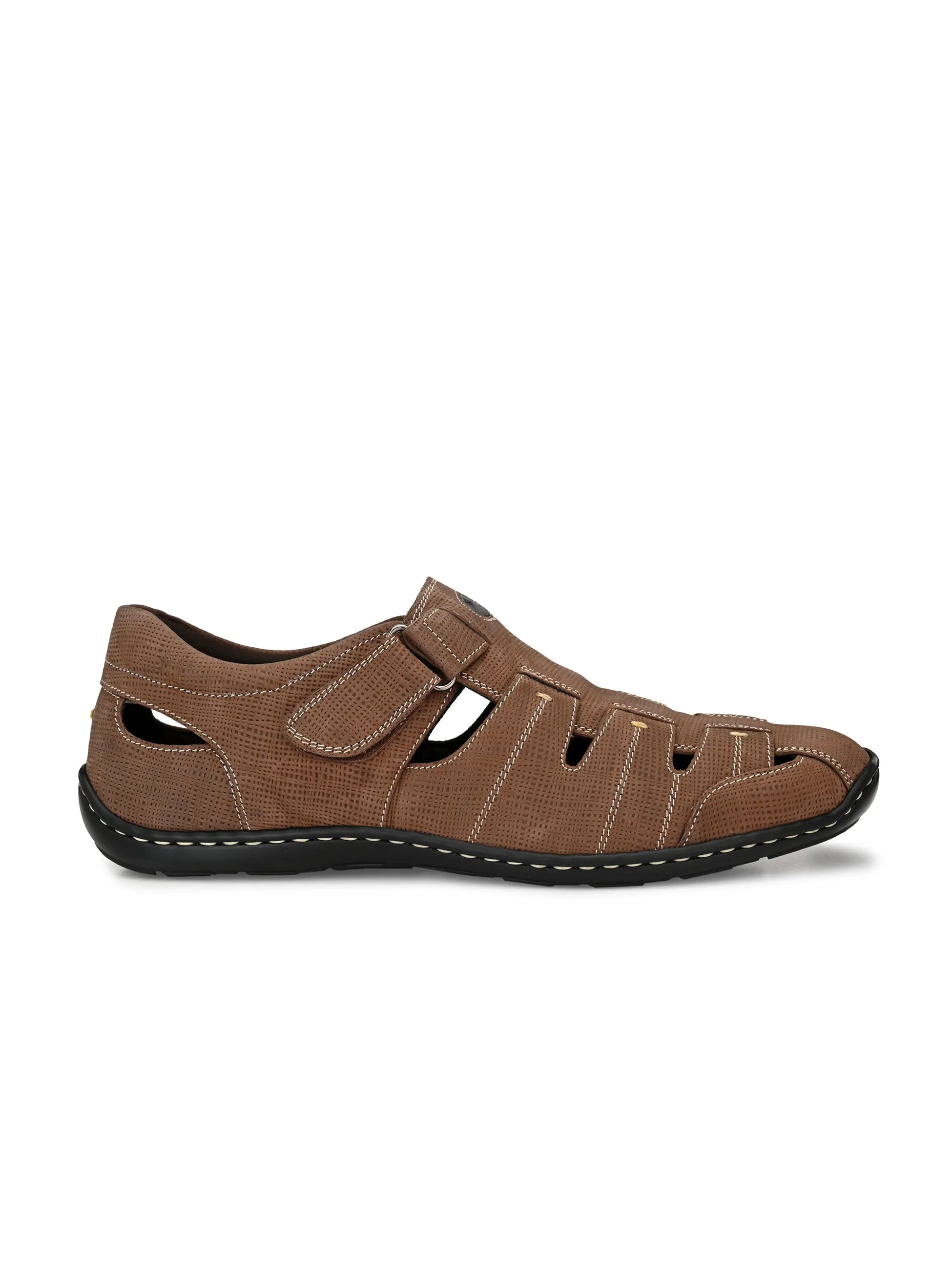 Hitz Men's Brown Leather Shoe-Style Sandals