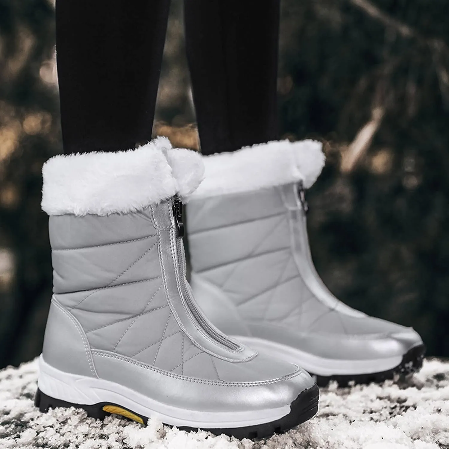 Insulated Snow Ankle Shoes for Men Fur Lined Non-Slip Womens Winter Walking Shoes for Men