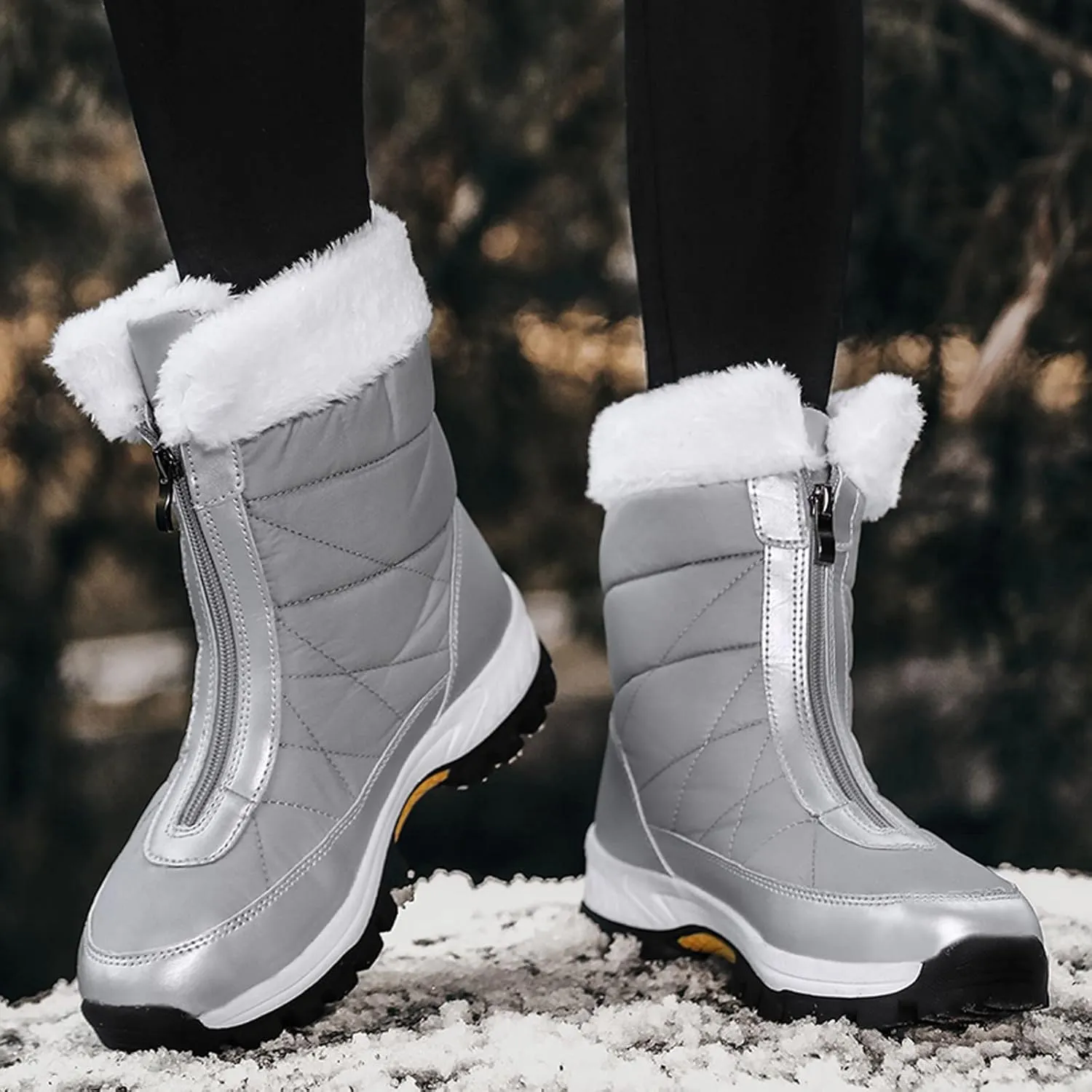 Insulated Snow Ankle Shoes for Men Fur Lined Non-Slip Womens Winter Walking Shoes for Men