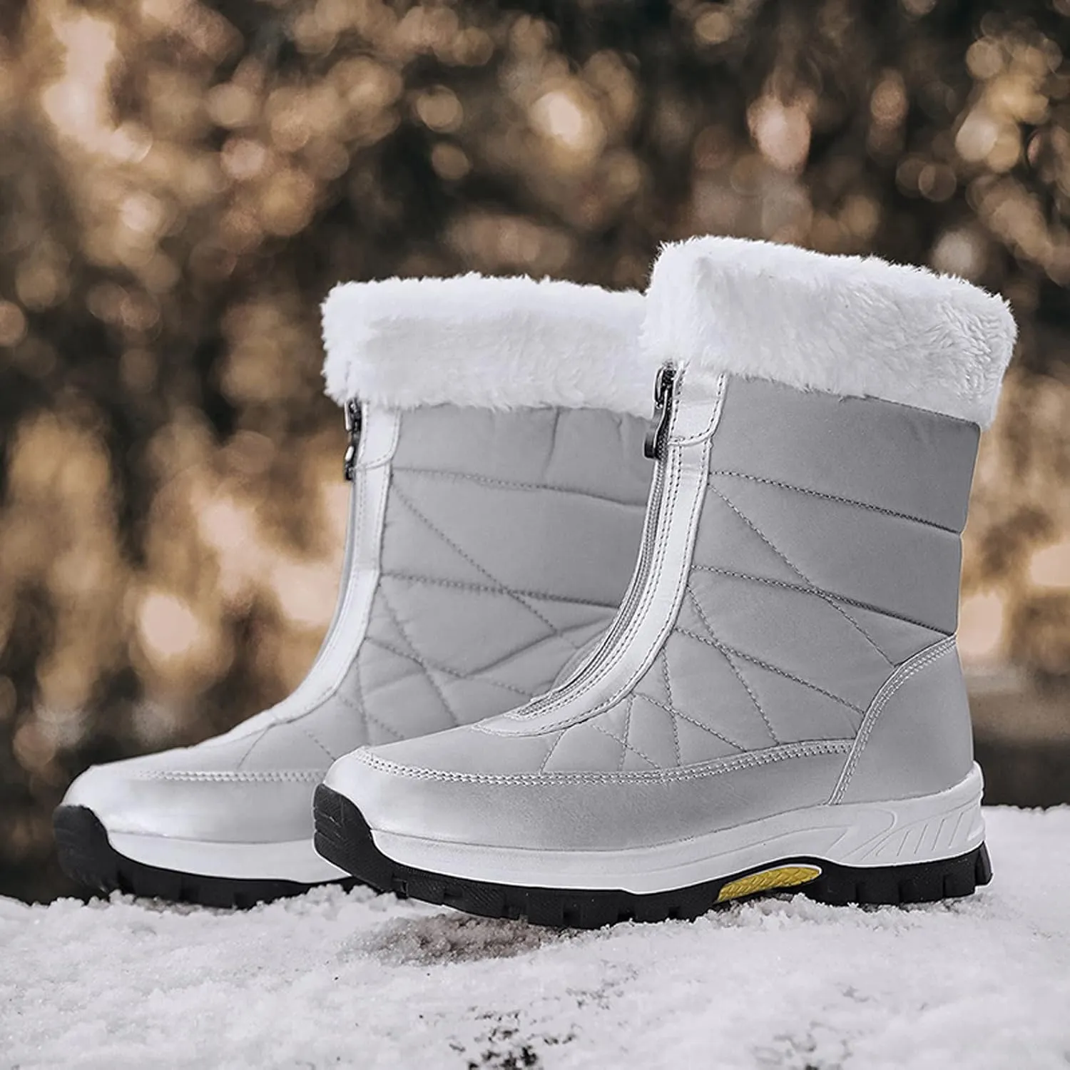Insulated Snow Ankle Shoes for Men Fur Lined Non-Slip Womens Winter Walking Shoes for Men