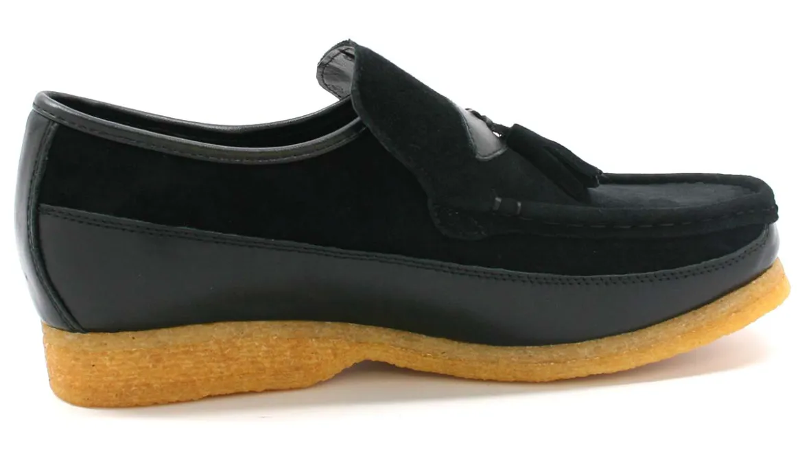 King Old School Leather and Suede Slip-On Shoe with Tassel Detailing