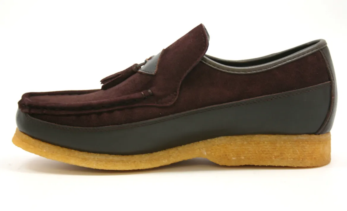 King Old School Leather and Suede Slip-On Shoe with Tassel Detailing