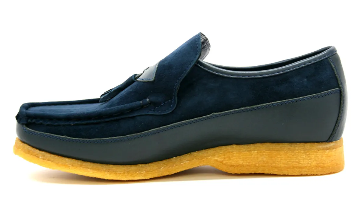 King Old School Leather and Suede Slip-On Shoe with Tassel Detailing