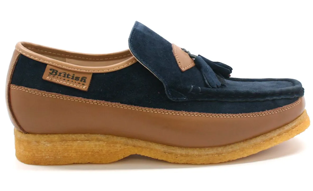 King Old School Leather and Suede Slip-On Shoe with Tassel Detailing