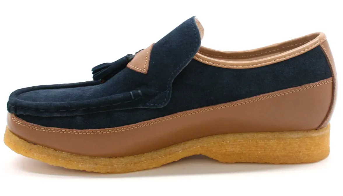 King Old School Leather and Suede Slip-On Shoe with Tassel Detailing