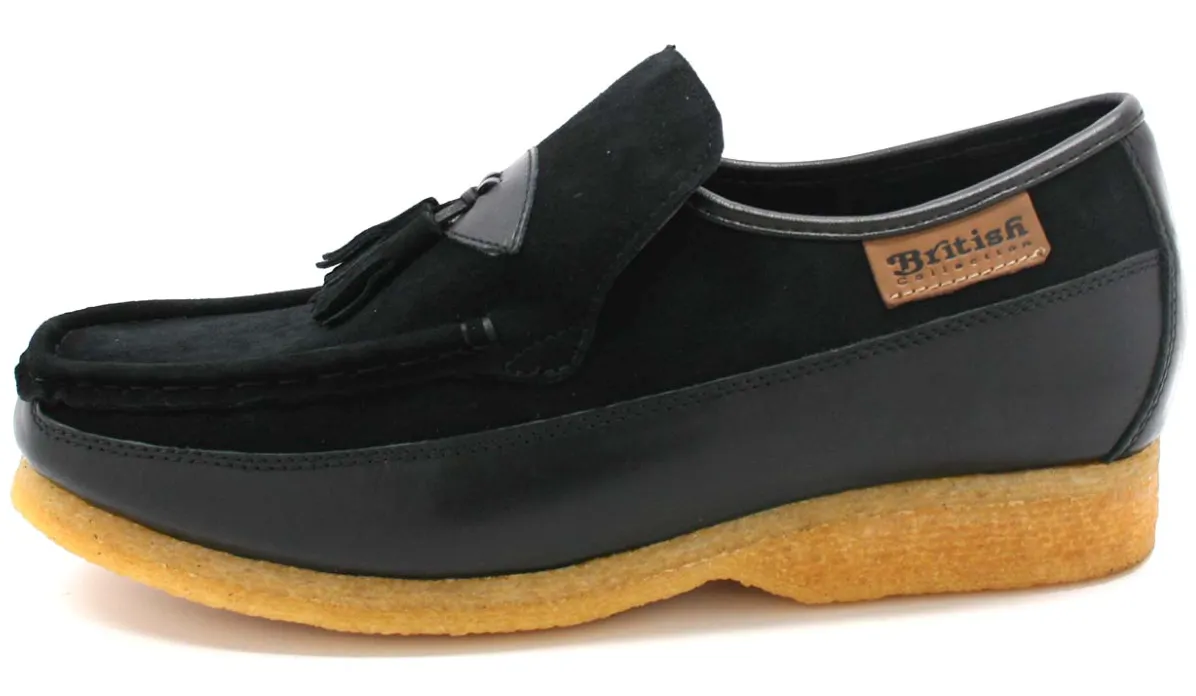 King Old School Leather and Suede Slip-On Shoe with Tassel Detailing