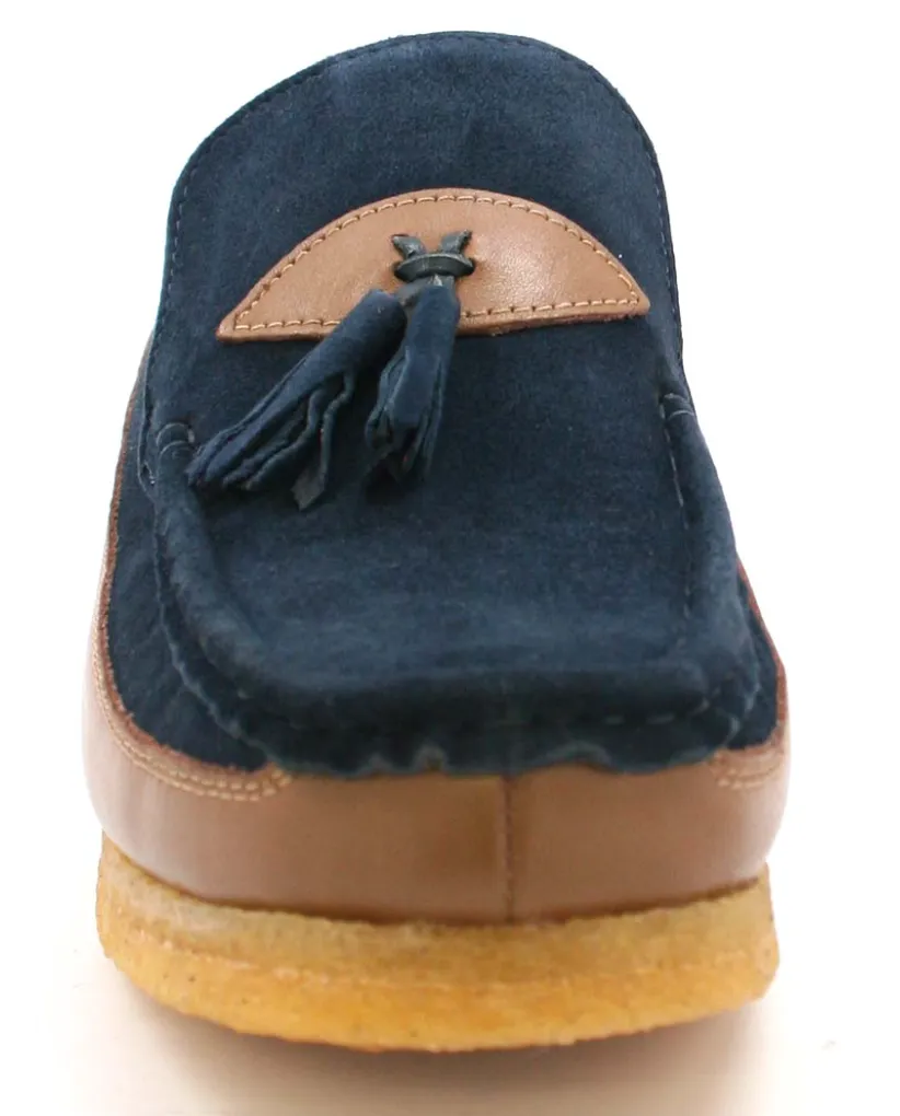 King Old School Leather and Suede Slip-On Shoe with Tassel Detailing