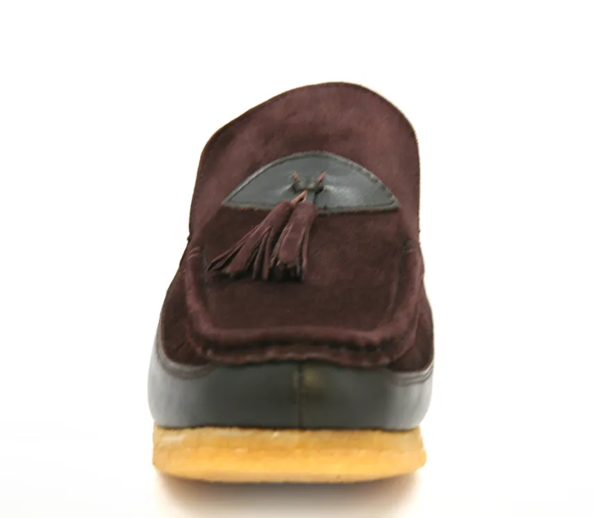King Old School Leather and Suede Slip-On Shoe with Tassel Detailing