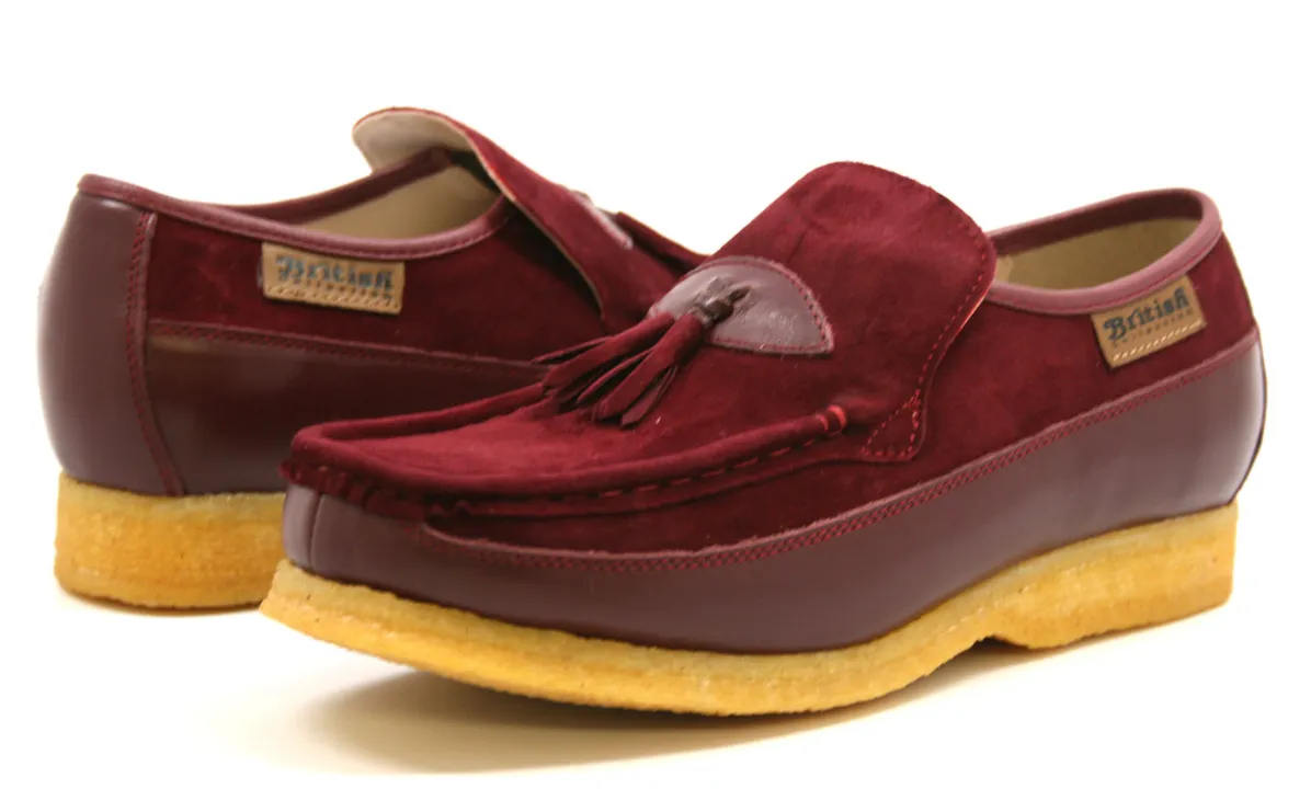 King Old School Leather and Suede Slip-On Shoe with Tassel Detailing