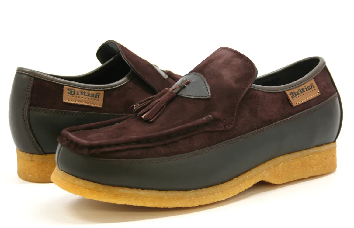 King Old School Leather and Suede Slip-On Shoe with Tassel Detailing
