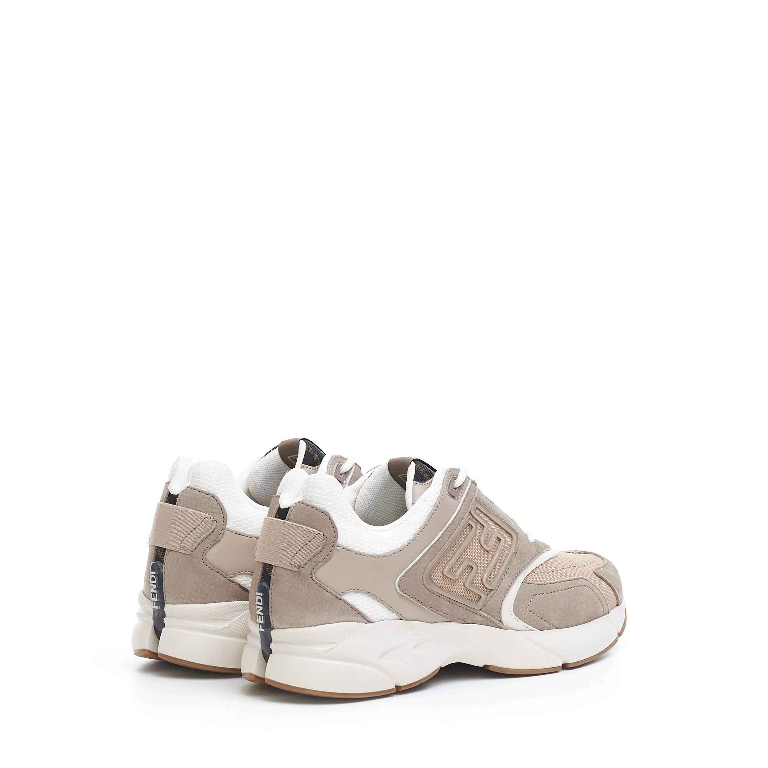 Low Top 'Faster' Sneakers With FF Motif In Beige Nubuck