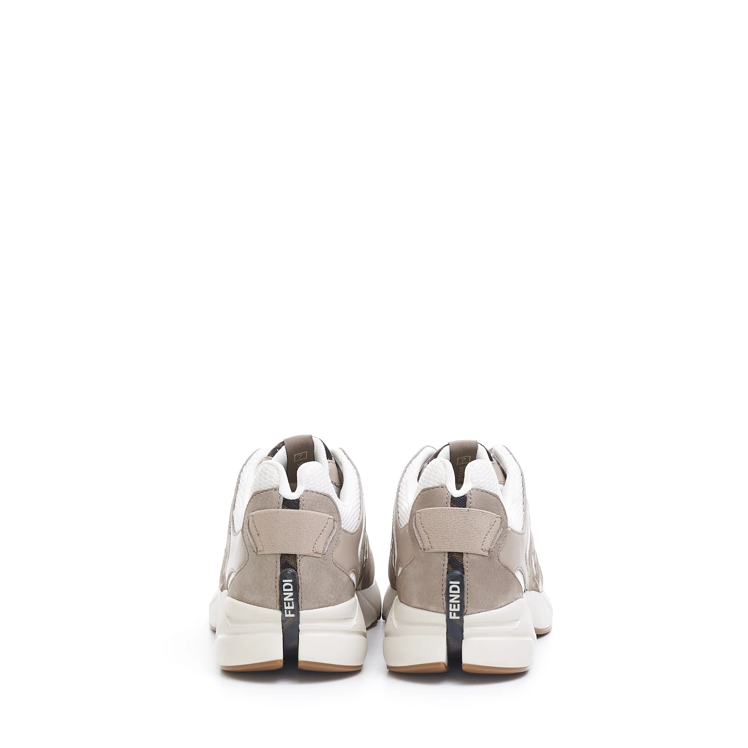 Low Top 'Faster' Sneakers With FF Motif In Beige Nubuck