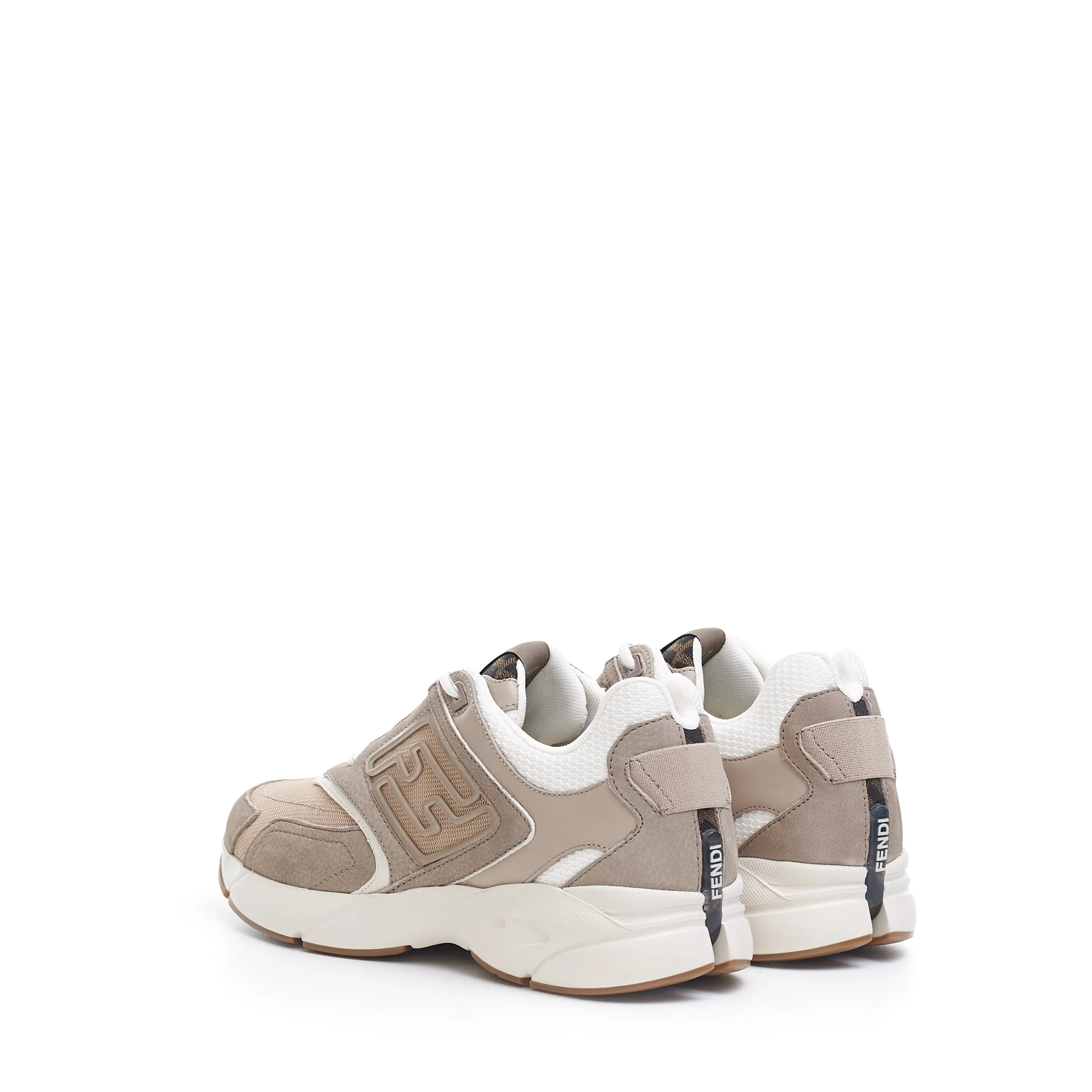 Low Top 'Faster' Sneakers With FF Motif In Beige Nubuck