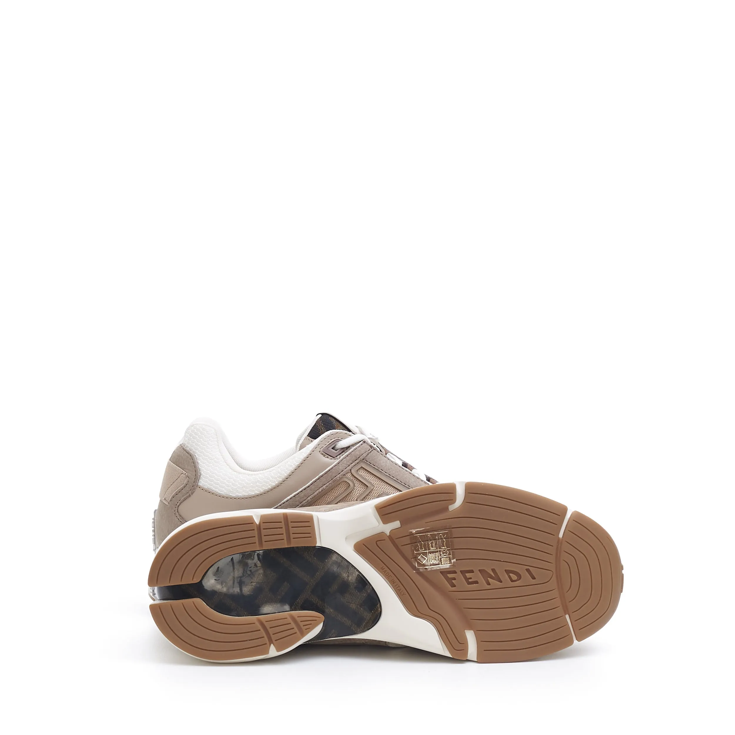 Low Top 'Faster' Sneakers With FF Motif In Beige Nubuck