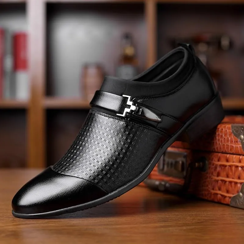 Men Dress Leather Shoes Slip On Flats Oxford Business Office Men's Comfort Orthopedic Dress Shoes Formal Wedding Shoe Pointed Toe
