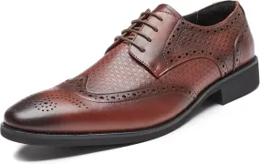 Men Dress Shoes Men's Oxfords Genuine Leather Wingtip Derby Shoes Formal Business Casual Dress Tuxedo Shoes