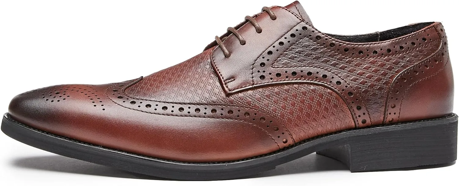 Men Dress Shoes Men's Oxfords Genuine Leather Wingtip Derby Shoes Formal Business Casual Dress Tuxedo Shoes