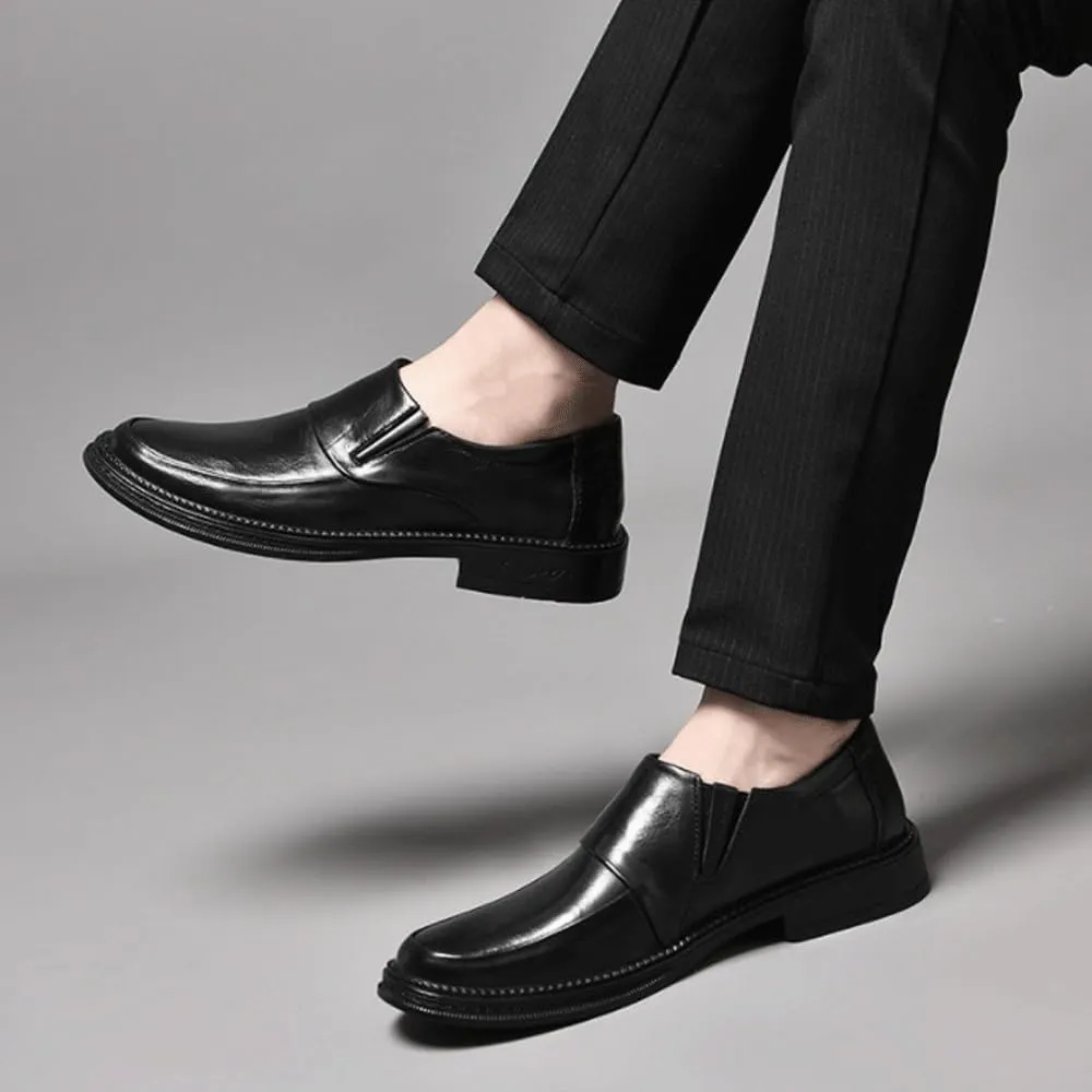 Men Slip-On Pointed Toe Shoes Breathable Leather Shoes for Men Oxford Dress Shoes for Men Wedding Party Genuine Fashion Shoes