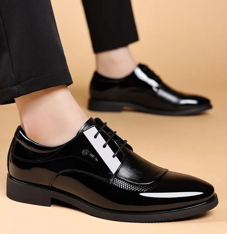 Men's Classic Business Dress Shoes Patent Leather Work Formal Men Oxfords Shoes Slip-On Wedding Loafers Shoes for Men
