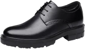 Men's Classic Lace-up Formal Oxfords Men's Genuine Leather Low Derby Slip-On Shoes with Non-Slip Sole