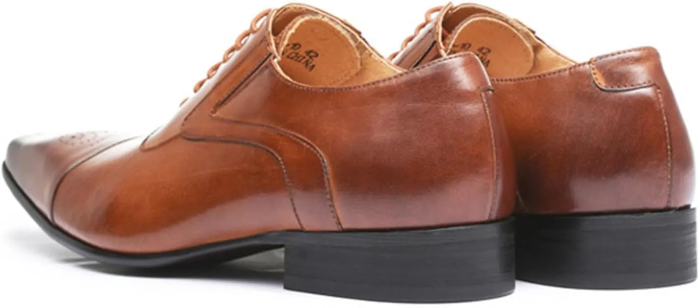 Men's Dress Shoes Leather Formal Business Oxford Derby Shoes Brogue Wingtip Retro Dress Shoes for Men