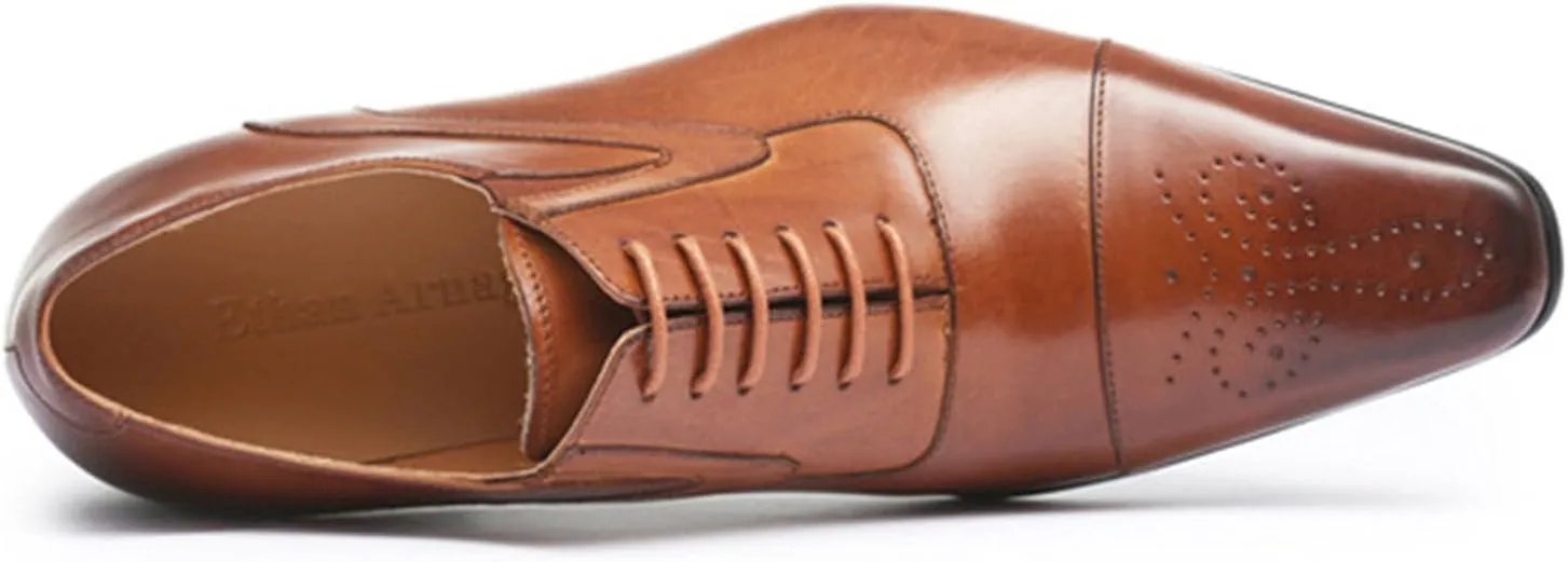 Men's Dress Shoes Leather Formal Business Oxford Derby Shoes Brogue Wingtip Retro Dress Shoes for Men
