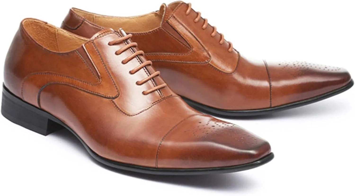 Men's Dress Shoes Leather Formal Business Oxford Derby Shoes Brogue Wingtip Retro Dress Shoes for Men
