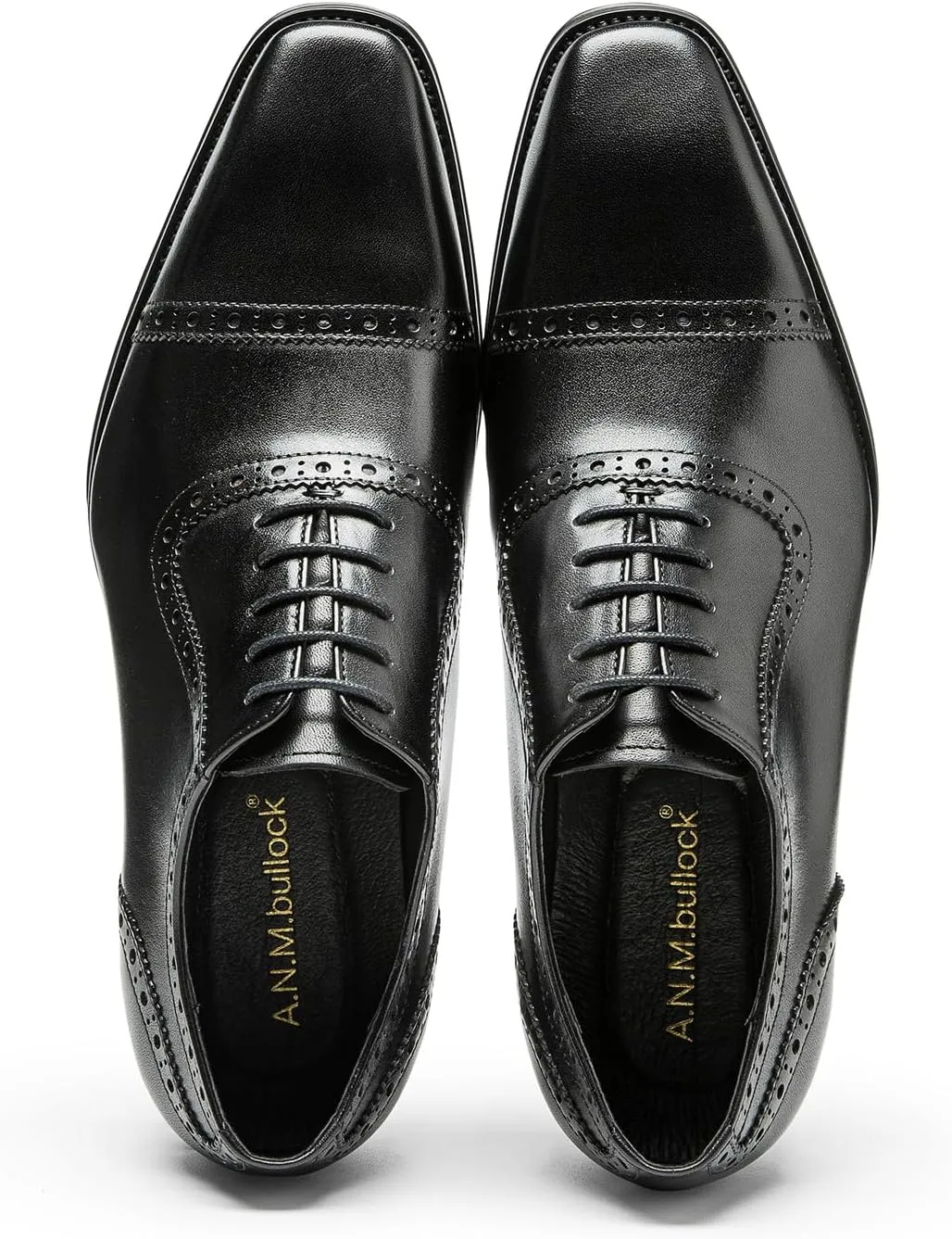 Men's Dress Shoes Semi Brogue Oxford Business Casual Leather Shoes - Genuine Full Grain Leather, Comfortable Slip-Resistant Sole, Classic Wingtip Design for Men