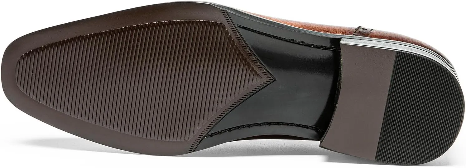 Men's Dress Shoes Semi Brogue Oxford Business Casual Leather Shoes - Genuine Full Grain Leather, Comfortable Slip-Resistant Sole, Classic Wingtip Design for Men