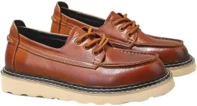 Men's Genuine Leather Lace Up Oxfords Comfort Wide Round Toe Non-Slip Dress Shoes for Business Office & Casual
