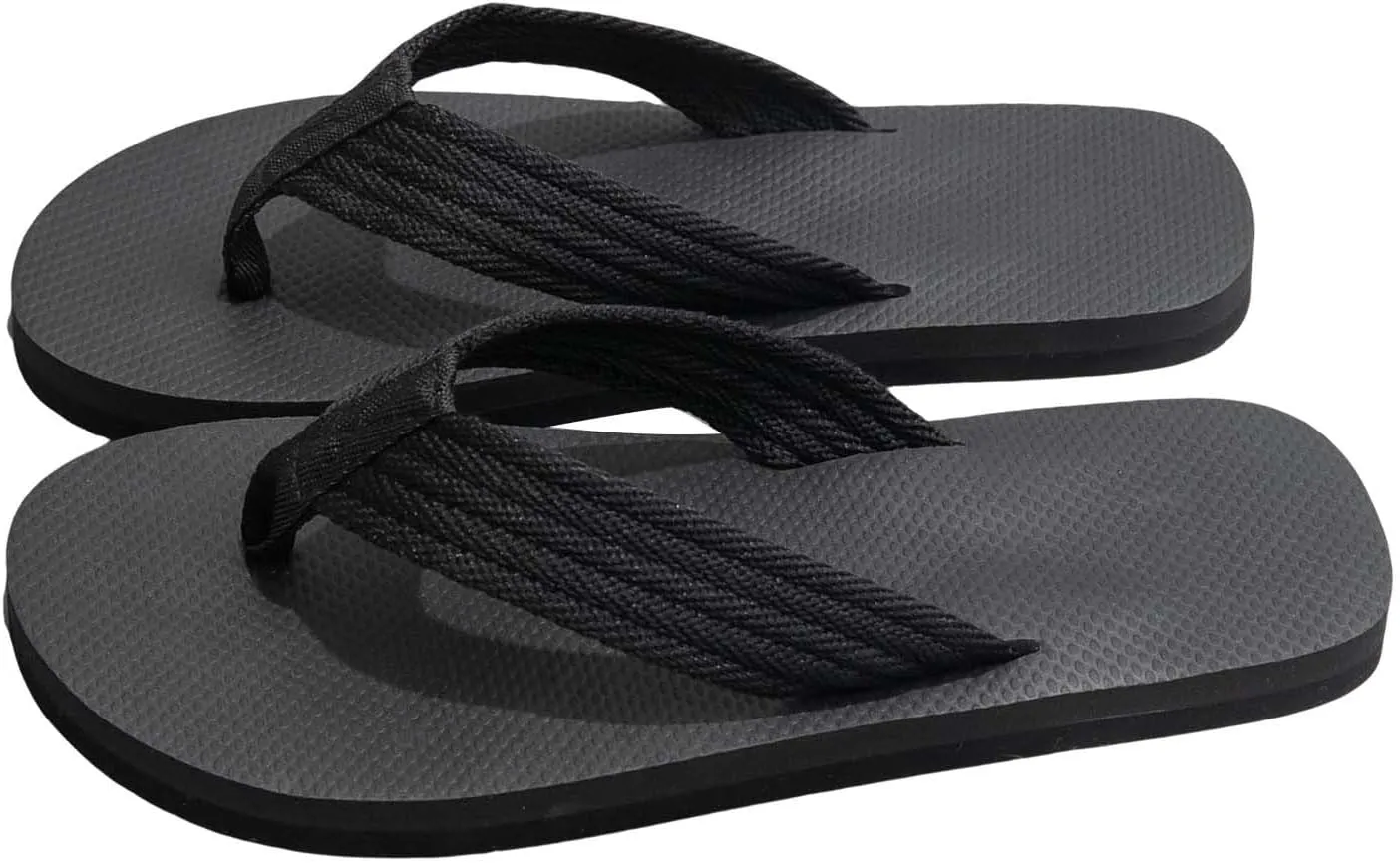 Men's Leather Flip Flops Summer Beach Pool Water Thong Sandals Arch Support Waterproof Rubber Walking Shoes