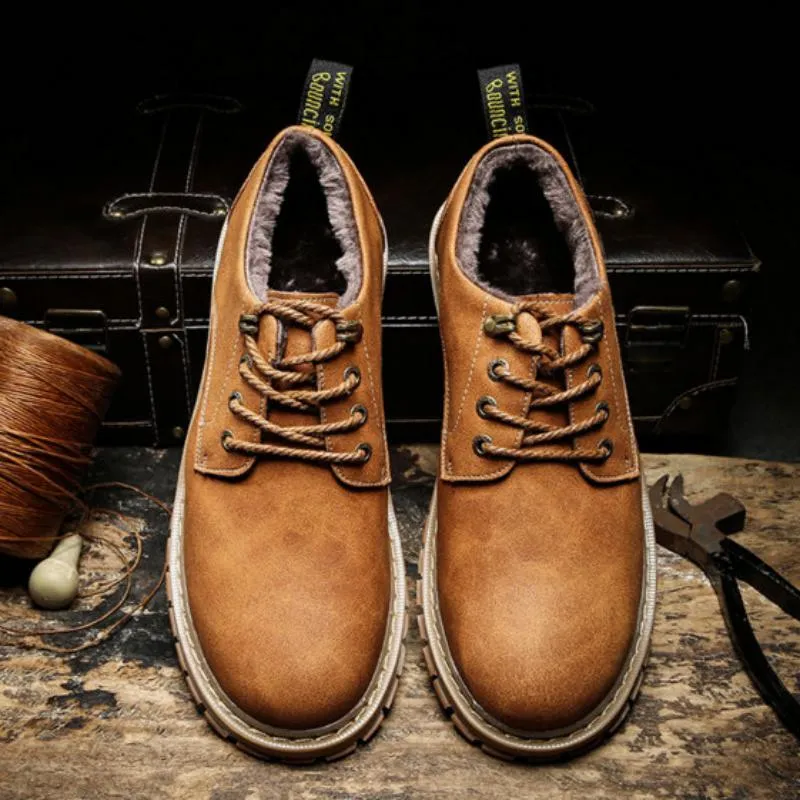 Men's Leather Waterproof Short Shoes