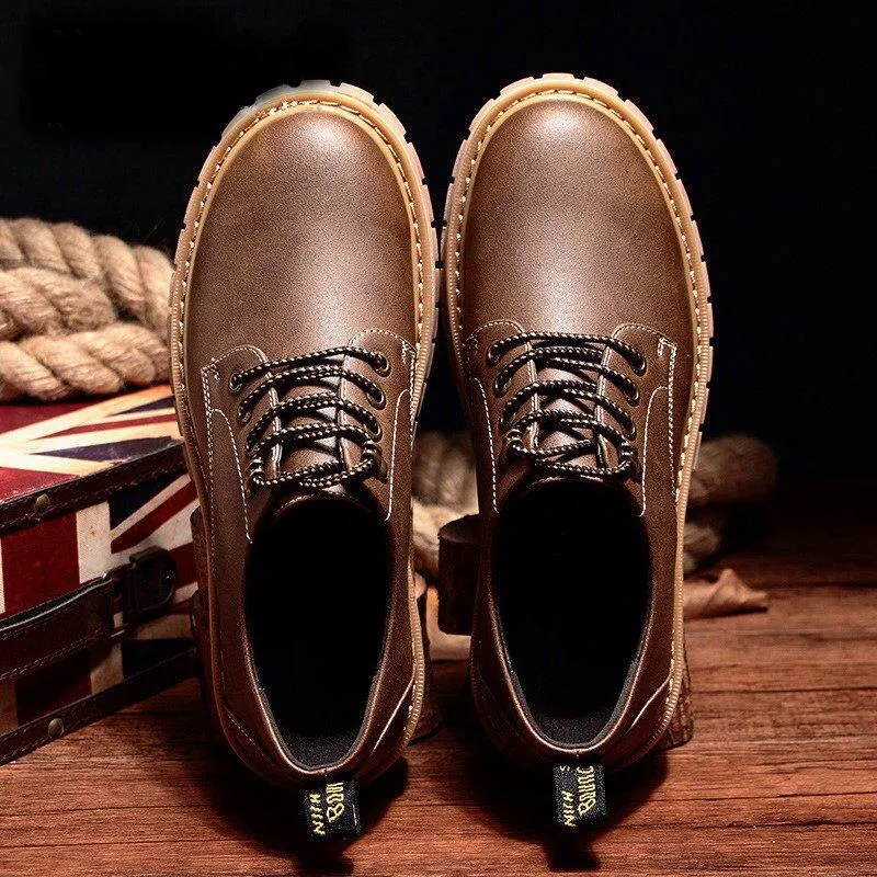 Men's Leather Waterproof Short Shoes