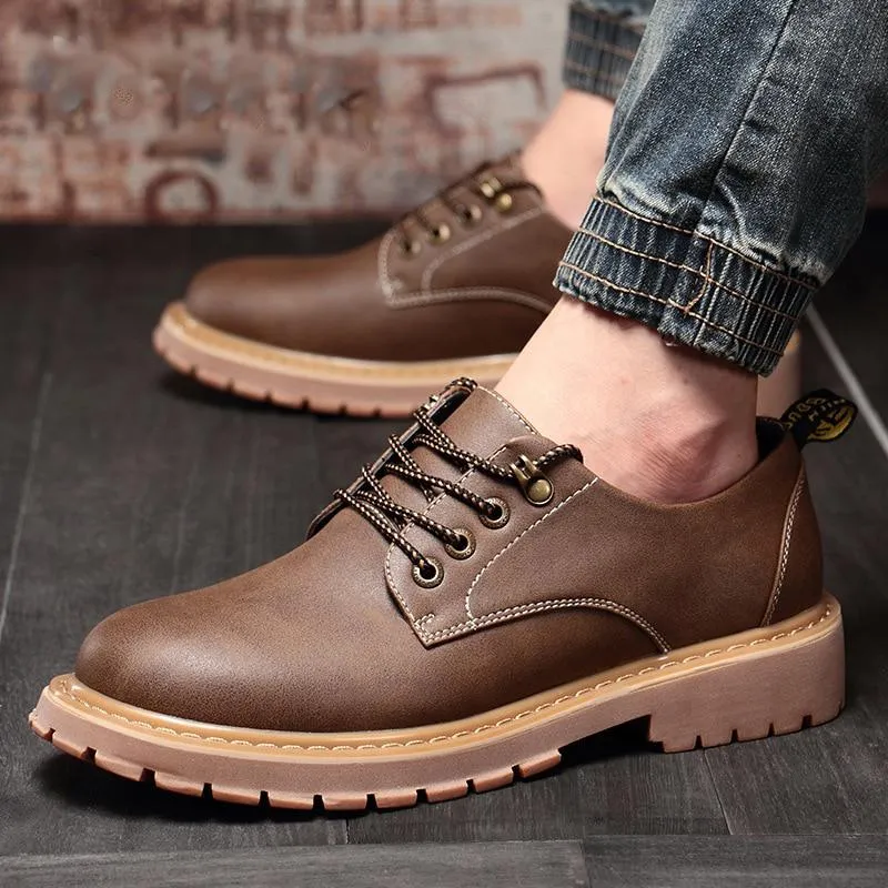 Men's Leather Waterproof Short Shoes
