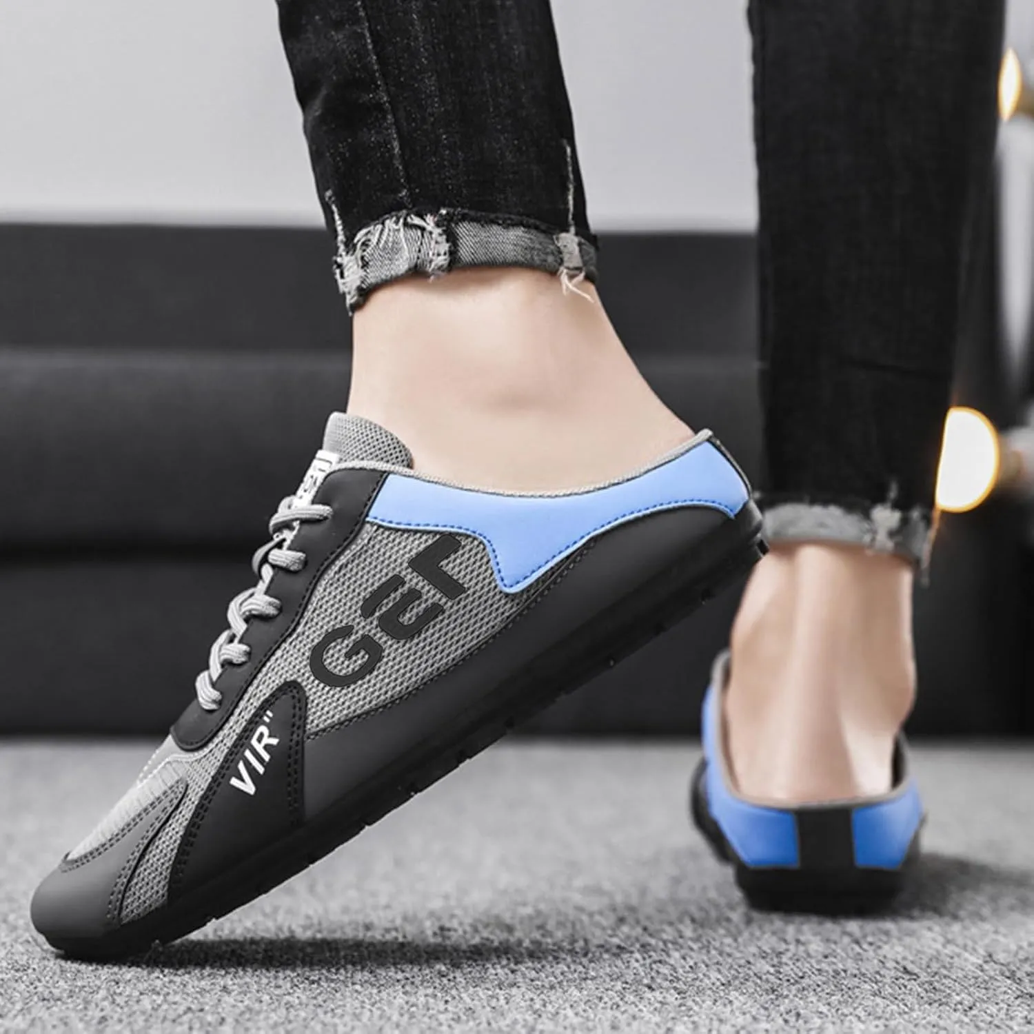 Mens Loafers & Slip-Ons Spring New Men's Shoes Korean Trendy All Casual Shoes Lazy Half Slip On Shoes Toe Shoes