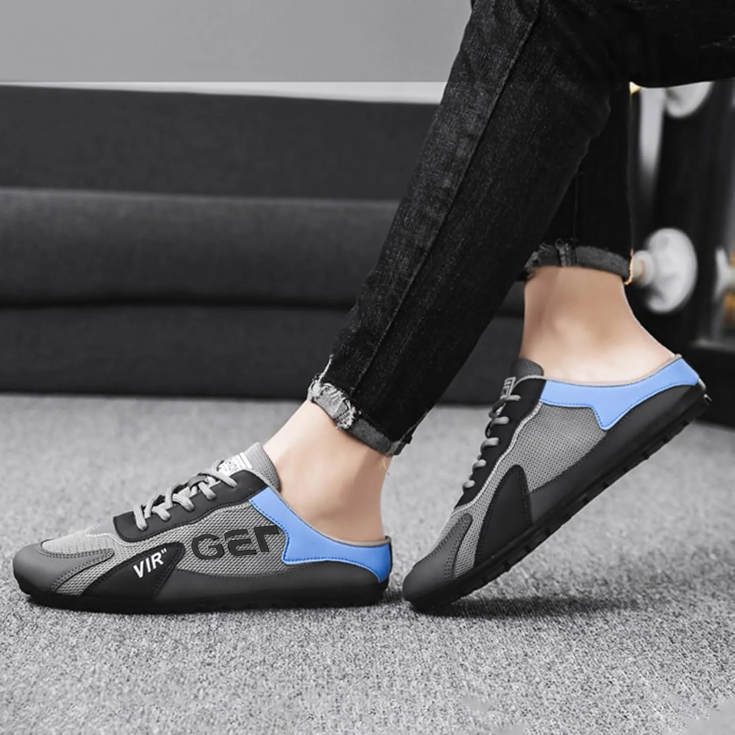Mens Loafers & Slip-Ons Spring New Men's Shoes Korean Trendy All Casual Shoes Lazy Half Slip On Shoes Toe Shoes