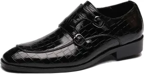 Men's Monk Strap Slip-On Loafers Premium PU Leather Oxford Dress Shoes Comfortable Business Casual Footwear Formal & Office Wear