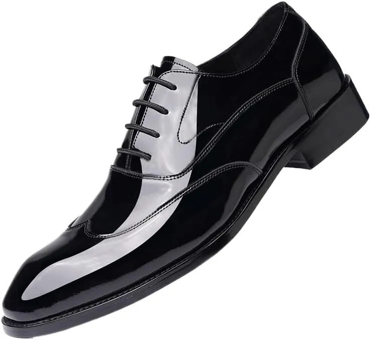 Men's Patent Leather Formal Business Oxford Dress Shoes for Driving Walking Wedding Outdoor Indoor Size