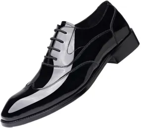 Men's Patent Leather Formal Business Oxford Dress Shoes for Driving Walking Wedding Outdoor Indoor Size