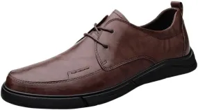 Men's Vintage Leather Lace Up Oxfords Shoes Formal Office Shoes Dress Sneakers Business Loafers Shoes for Men(Brown,7.5)