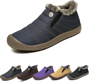 Men's Waterproof Warm Plush Lined Outdoor Snow Ankle Boots, Winter Boots For Man Waterproof Snow Anti-Slip
