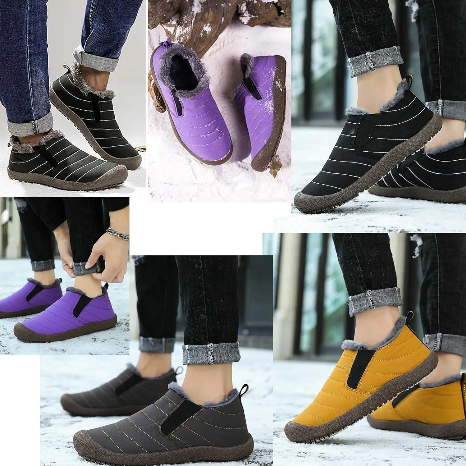 Men's Waterproof Warm Plush Lined Outdoor Snow Ankle Boots, Winter Boots Waterproof Snow Anti-Slip for Men and Women